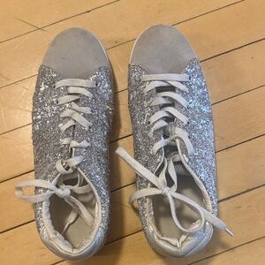 Glitter Romeo GiGi Lace-Up Sneakers - Silver